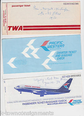 TWA PACIFIC WESTERN AIRWAYS VINTAGE - PARIS - NEW YORK - FLIGHT BOARDING TICKETS - K-townConsignments