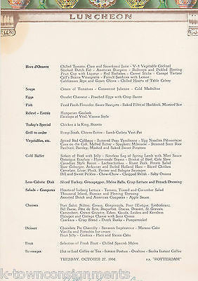 SS ROTTERDAM HOLLAND AMERICA CRUISE SHIP VINTAGE GRAPHIC BREAKFAST & LUNCH MENUS - K-townConsignments