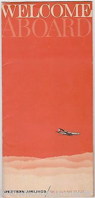WESTERN AIRLINES VINTAGE WELCOME ABOARD GRAPHIC ADVERTISING BROCHURES PACKET - K-townConsignments
