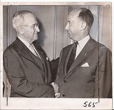 PRESIDENT HARRY TRUMAN PRESS PHOTO ADLAI STEVENSON CHICAGO ILLINOIS VINTAGE 1956 - K-townConsignments