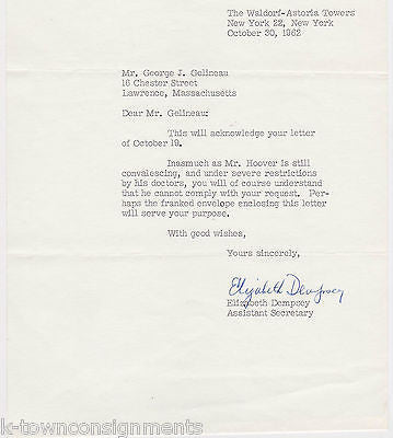 ELIZABETH DEMPSEY HERBERT HOOVER SECRETARY AUTOGRAPH SIGNED STATIONERY LETTER - K-townConsignments