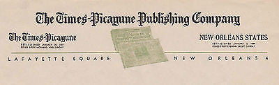 TIMES PICAYUNE PUBLISHING NEW ORLEANS VINTAGE 1940s GRAPHIC AD STATIONERY LETTER - K-townConsignments