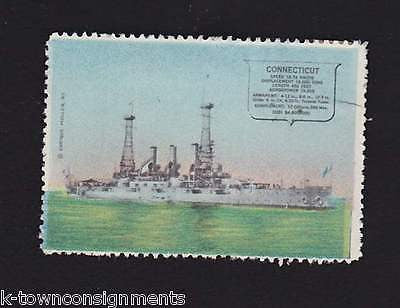 USS CONNECTICUT NAVAL BATTLESHIP VINTAGE ENRIQUE MULLER GRAPHIC POSTAGE STAMP - K-townConsignments