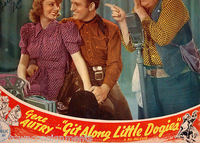 GENE AUTRY GIT ALONG LITTLE DOGIES VINTAGE AUTOGRAPH SIGNED MOVIE POSTER 1930s - K-townConsignments