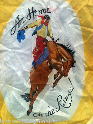AT HOME ON THE RANGE! VINTAGE COWBOY & BUCKING BRONCO GRAPHIC SILK SCARF - K-townConsignments