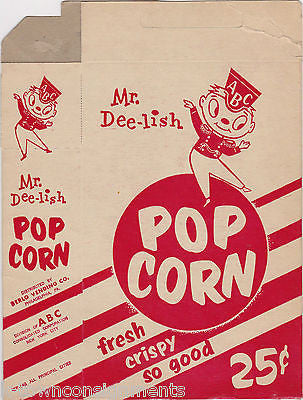 Mr. DEE-LISH POPCORN VINTAGE MOVIE THEATRE GRAPHIC ADVERTISING POPCORN BOX - K-townConsignments