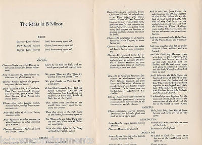 BACH SOCIETY NJ PRESENTS MASS IN B MINOR VINTAGE 1939 SYMPHONY ORCHESTRA PROGRAM - K-townConsignments