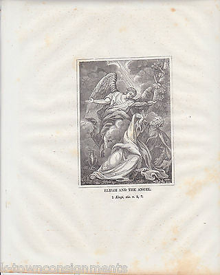 ELIJAH & THE ANGEL ANTIQUE RELIGIOUS BIBLE ENGRAVING PRINT - K-townConsignments
