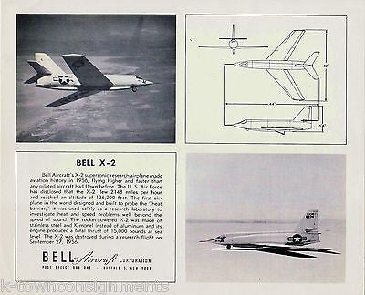 Bell X-2 Rocket Plane Vintage US MIlitary Aviation Specs Advertising Photo - K-townConsignments