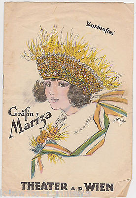 GRAFIN MARIZA ELSIE ALTMANN EMMY KOSARY VINTAGE WIEN THEATRE PLAYBILL - K-townConsignments