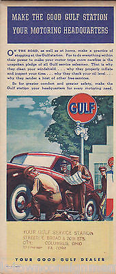 OHIO STATE COLUMBUS GULF OIL VINTAGE GRAPHIC ADVERTISING FOLD-OUT MAP - K-townConsignments