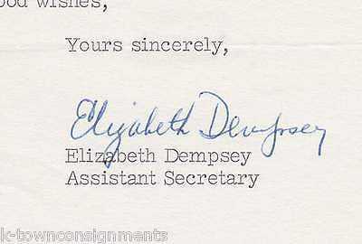 ELIZABETH DEMPSEY HERBERT HOOVER SECRETARY AUTOGRAPH SIGNED STATIONERY LETTER - K-townConsignments