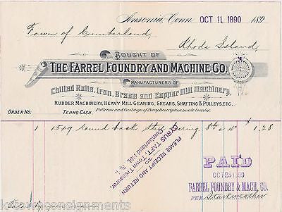 FARREL FOUNDRY IRON BRASS COPPER MACHINERY RI ANTIQUE ENGRAVING STATIONERY 1890 - K-townConsignments