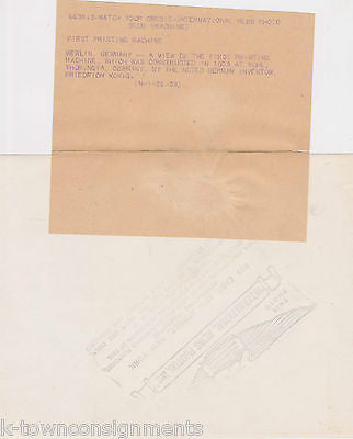 Konig Printing Press Built in Berlin Germany 1803 Vintage 1930s News Press Photo - K-townConsignments