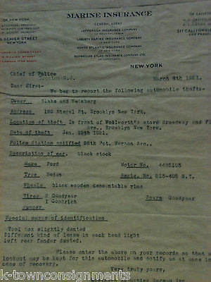 POLICE DEPARTMENTS AUTOMOBILE THEFT VINTAGE 1920s STOLEN CAR LETTERS & MEMOS - K-townConsignments