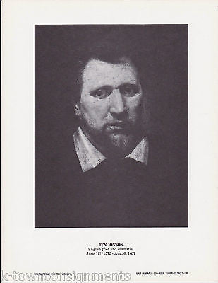 Ben Johnson Poet & Dramatist Vintage Portrait Gallery Artistic Poster Print - K-townConsignments