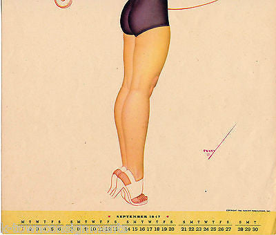 SEPTEMBER TELEPHONE CALL PETTY PIN-UP GIRL VINTAGE GRAPHIC ART POSTER PRINT 1947 - K-townConsignments
