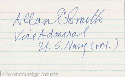 ALLAN SMITH US NAVY ADMIRAL VINTAGE AUTOGRAPH SIGNATURE - K-townConsignments