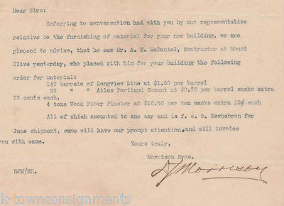 MORRISON BROTHERS COAL & COTTON ATLAS CEMENT AUTOGRAPH SIGNED AD STATIONERY - K-townConsignments