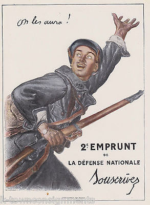 FRENCH SOLDIER NATIONAL DEFENSE VINTAGE WWI GRAPHIC ART POSTER PRINT - K-townConsignments