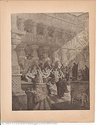Belshazzar's Feast 1870 Antique Bible Engraving Print Daniel V - K-townConsignments