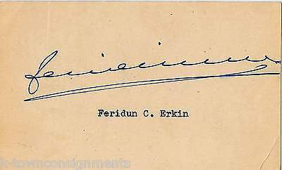 FERIDUN ERKIN TURKISH FOREIGN MINISTER DIPLOMAT AUTOGRAPH SIGNATURE CARD - K-townConsignments