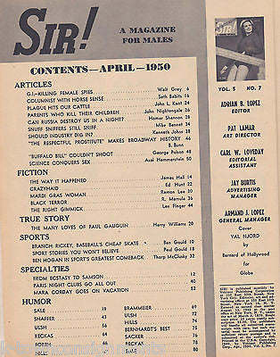 SIR! VINTAGE 1950s GENTLEMENS MAGAZINE W/ FEMALE SPIES MOVIE REVIEWS & MORE - K-townConsignments