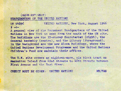UNITED NATIONS NY VINTAGE BUILDING & LOGO PRESS PHOTOS - K-townConsignments