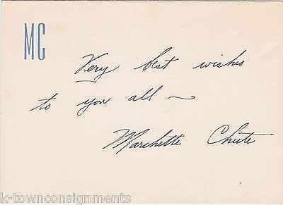MARCHETTE CHUTE VINTAGE AUTOGRAPH SIGNED STATIONERY CARD - K-townConsignments