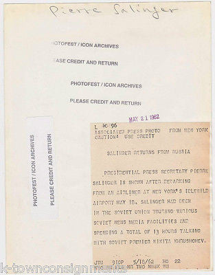PIERRE SALINGER US PRESS SEC. RUSSIS VISIT PRESS PHOTO - K-townConsignments