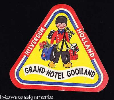HILVERSUM GRAND HOTEL GOOILAND HOLLAND VINTAGE GRAPHIC AD STICKER LABEL - K-townConsignments