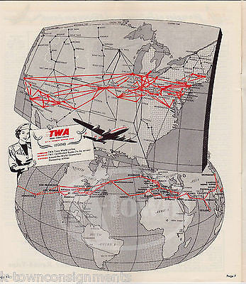 TRANS WORLD AIRLINE VINTAGE TWA SPAIN FLIGHT GRAPHIC SCHEDULE TIMETABLE BROCHURE - K-townConsignments