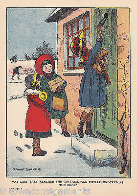 Lonely Girls Happy Christmas Vintage Antique Fairy Tale Nursery Rhyme Poem Print - K-townConsignments