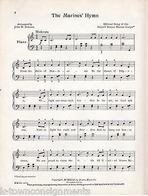 THE MARINES HYMN WWII HOMEFRONT VINTAGE GRAPHIC ILLUSTRATED PIANO SHEET MUSIC - K-townConsignments