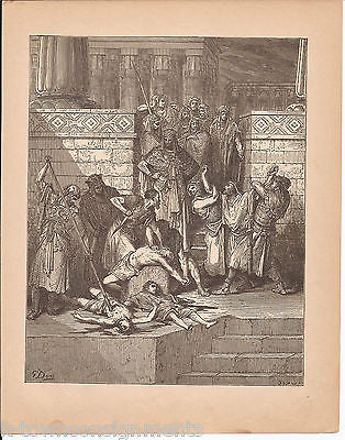 Sons of Zedekiah Slain Before Eyes 1870 Antique Bible Engraving Print Kings XXV - K-townConsignments
