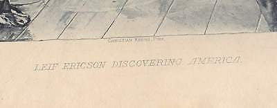 LEIF ERICSON DISCOVERING AMERICA ANTIQUE BOOK PRINT BY Wm. FINLEY & CO 1894 - K-townConsignments