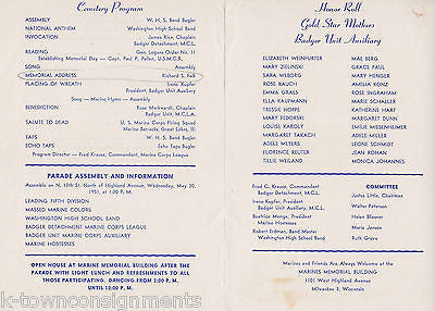 US NAVY MARINES MEMORIAL DAY SERVICES WANDERS REST CEMETERY VINTAGE PROGRAM 1951 - K-townConsignments