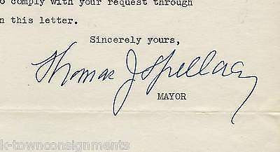 THOMAS SPELLACY HARTFORD CT MAYOR 1940s AUTOGRAPH SIGNED STATIONERY LETTER - K-townConsignments