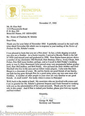 GEORGE W. BALL PRINCIPIA CHRISTIAN SCIENCE COLLEGE AUTOGRAPH SIGNED STATIONERY - K-townConsignments