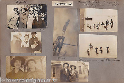 LAKE KEGONSA WI GIRLS LEAP FROG & UMBRELLAS ANTIQUE SNAPSHOT PHOTOS 1915 - K-townConsignments