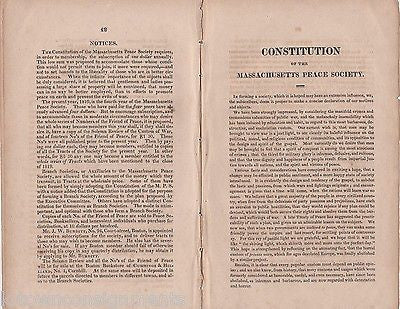 MASSACHUSETTS PEACE SOCIETY CATALOGUE OF MEMBERS ANTIQUE BOOKLET CAMBRIDGE 1819 - K-townConsignments