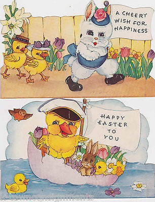 Easter Bunny & SailingDuck Vintage Graphic Art Slide Motion Greetings Cards - K-townConsignments