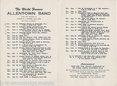 ALLENTOWN BAND PENNSYLVANIA VINTAGE 1950s PROMO AD FLYER ORCHESTRA SCHEDULE - K-townConsignments