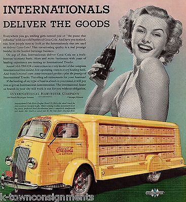 COCA-COLA DELIVERY TRUCK & FEMALE MODEL VINTAGE COKE GRAPHIC ADVERTISING PRINT - K-townConsignments