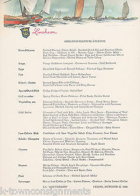 HOLLAND FESTIVAL SAILING VINTAGE GRAPHIC ART CRUISE SHIP LUNCHEON MENU 1964 - K-townConsignments