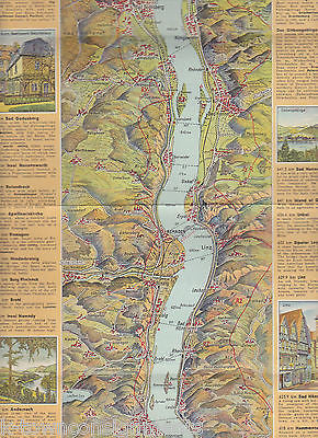 THE RHINE PANORAMA & GUIDE GERMAN VINTAGE GRAPHIC TRAVEL AD BROCHURE - K-townConsignments