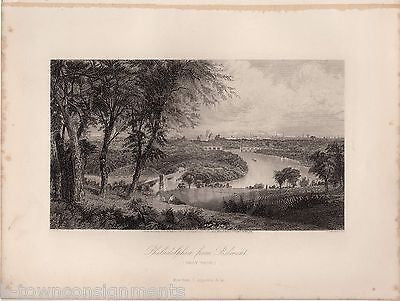 WEST PARK BELMONT PHILADELPHIA RIVER SCENE ANTIQUE GRAPHIC ART ENGRAVING PRINT - K-townConsignments