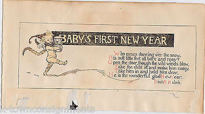 Baby's First New Year Antique Graphic Illlustration Poetry Nursery Print - K-townConsignments