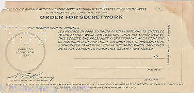 BROTHERHOOD OF RAILROAD TRAINMEN ANTIQUE ENGRAVED PAYMENT STUB RECEIPT 1919 - K-townConsignments