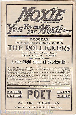 JACK JOHNSON PLEASE TAKE IT ROLLICKERS THEATRE SHOW MOXIE THEATRE PROGRAM 1910 - K-townConsignments